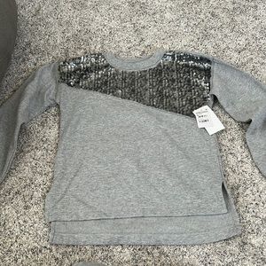 Heather Gray Sequin Crew Neck